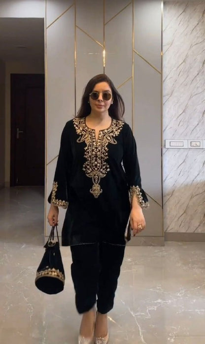 Premium Party Wear Velvet Top & Bottom Set