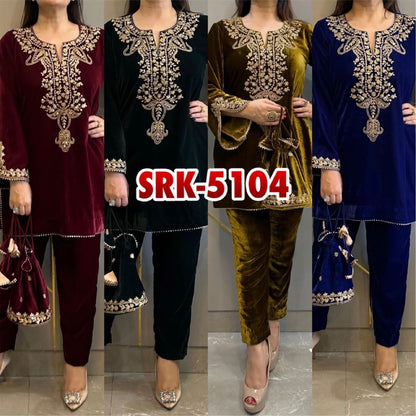 Premium Party Wear Velvet Top & Bottom Set