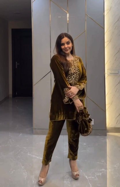 Premium Party Wear Velvet Top & Bottom Set