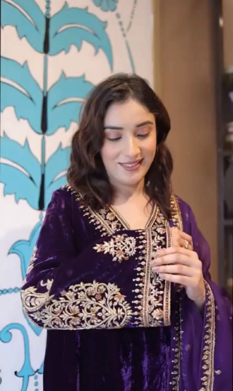 Heavy Velvet & Embroidery Work Purple Party Wear 3 Piece Suit Set For Women