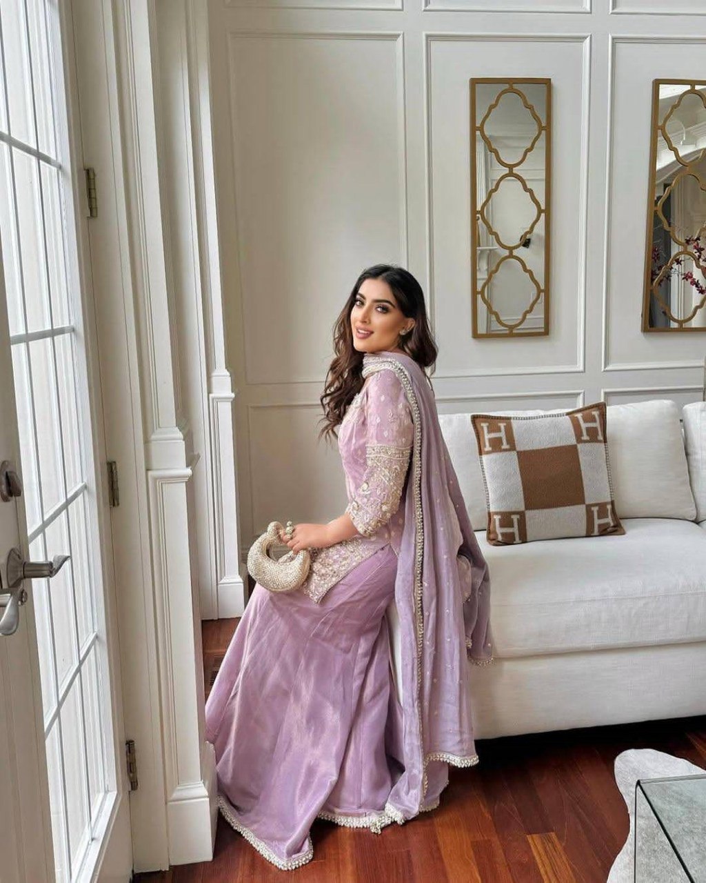 Premium Cosmos Simar Silk Purple Kurti Palazzo for Women with Dupatta Set