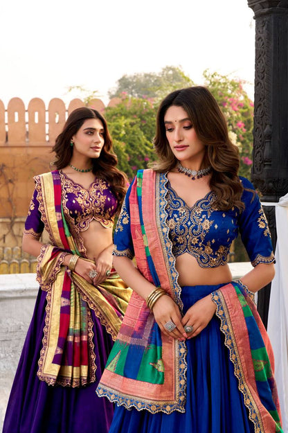 Vichitra Silk Lehenga Choli – Sequins & Thread Embroidery with Dupatta