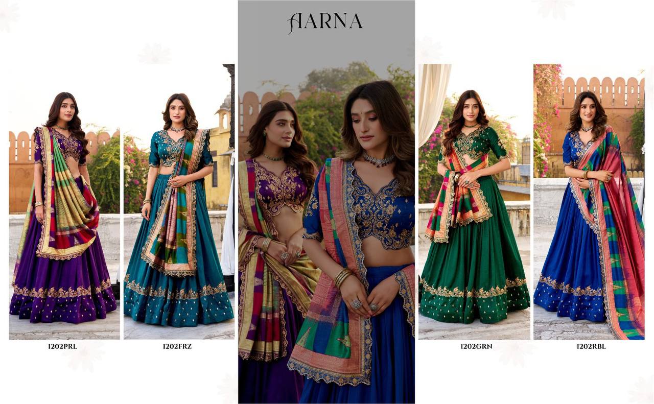 Vichitra Silk Lehenga Choli – Sequins & Thread Embroidery with Dupatta