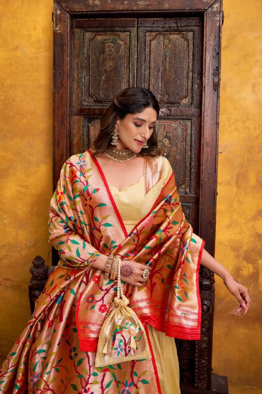 Silk Paithani Lehenga Choli – Zari Weaving with Lace Border, Jacquard Dupatta