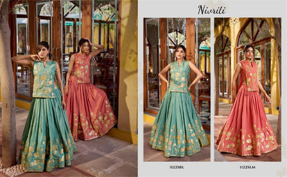 Pure Shimmer Co‑Ord Set – Thread Embroidery with Foil Work Lehenga, Blouse