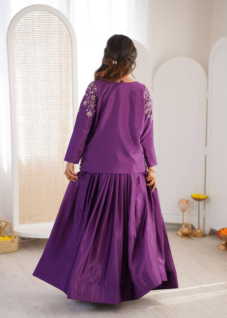 Havy Chinon Silk Lehenga Choli with Koti – Thread &amp; Sequin Embroidery Work
