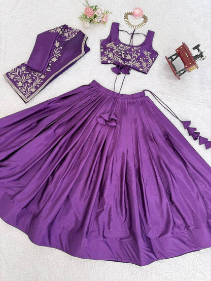 Havy Chinon Silk Lehenga Choli with Koti – Thread &amp; Sequin Embroidery Work
