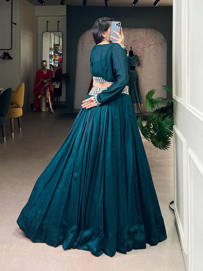 Vichitra Silk Co‑Ord Set Lehenga – Thread Embroidery Work with Dual Blouse Design