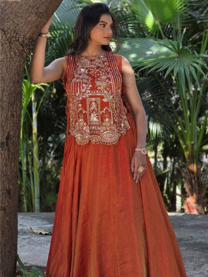 Festival Special Vichitra Silk Lehenga Choli – Heavy Thread & Sequins