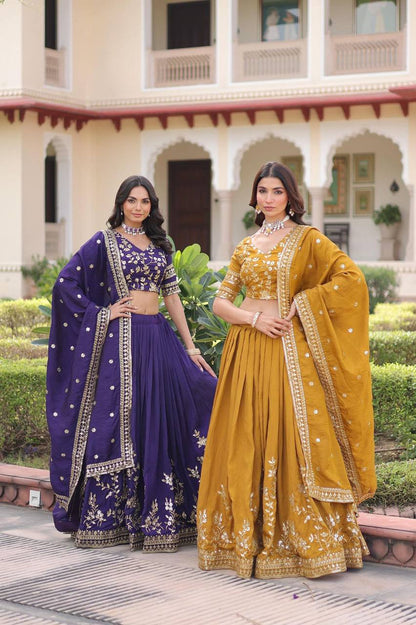 NC Vichitra Silk Lehenga Choli Dupatta Set – Heavy Sequins &amp; Zari Embroidery
