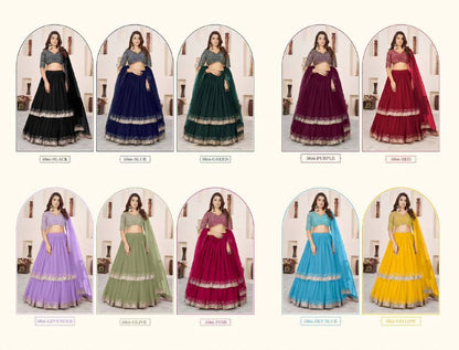 Sequin Designer Lehenga Set – Georgette Lehenga with Silver Sequin Border