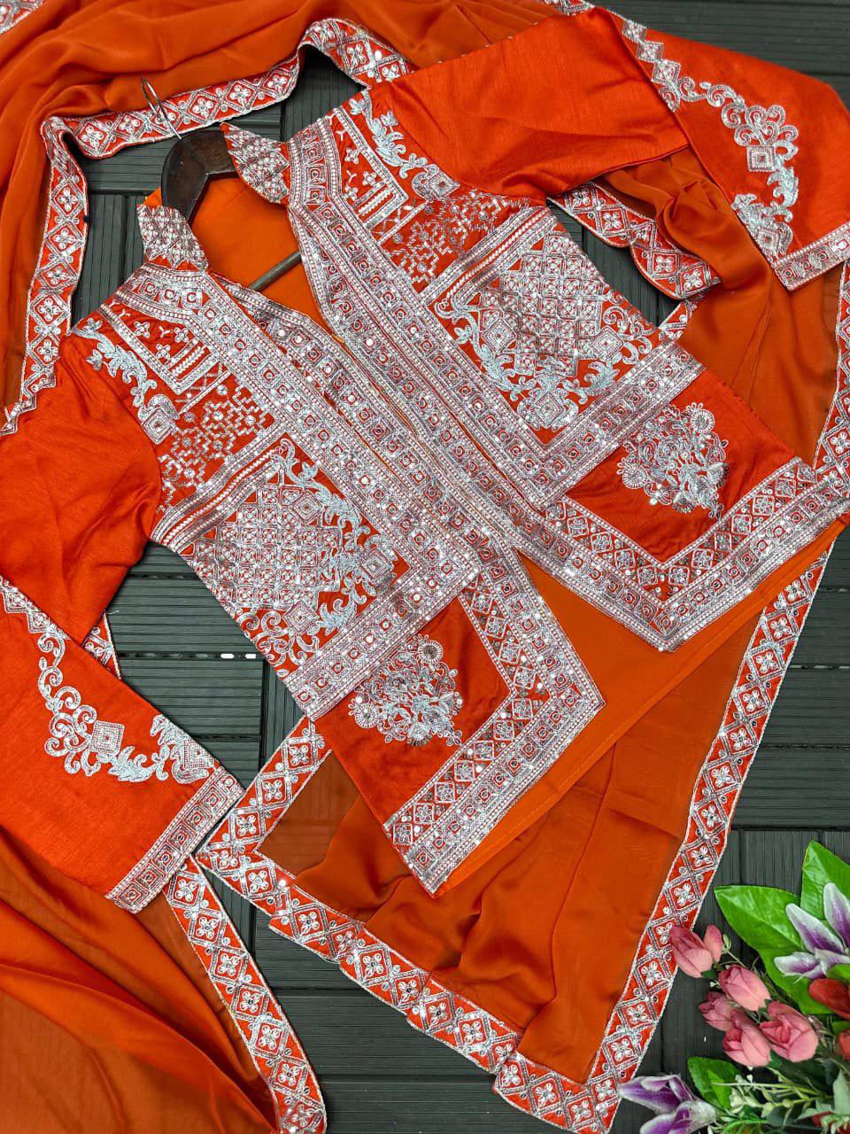 Trending Rangoli Saree with Embroidery Sequins Work & Banglori Jacket