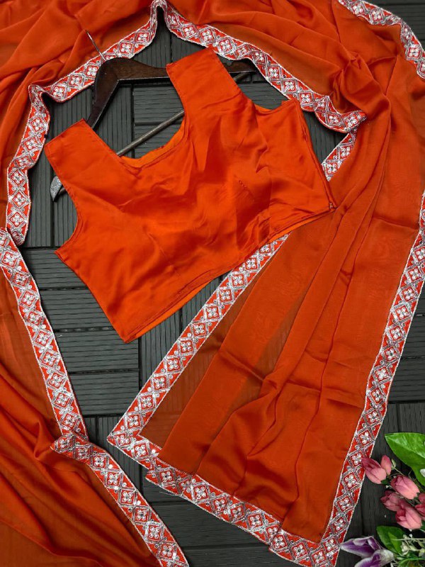 SUPER TRENDING DESIGNER SAREE WITH EMBROIDERED KOTI