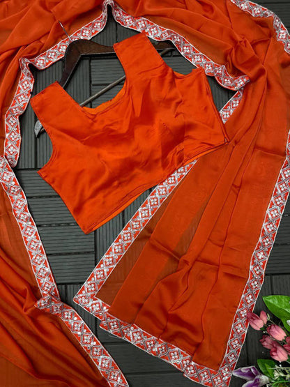 Trending Rangoli Saree with Embroidery Sequins Work & Banglori Jacket