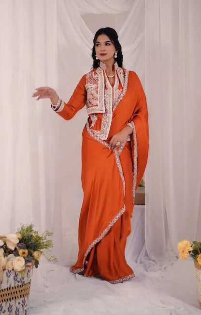 Trending Rangoli Saree with Embroidery Sequins Work & Banglori Jacket