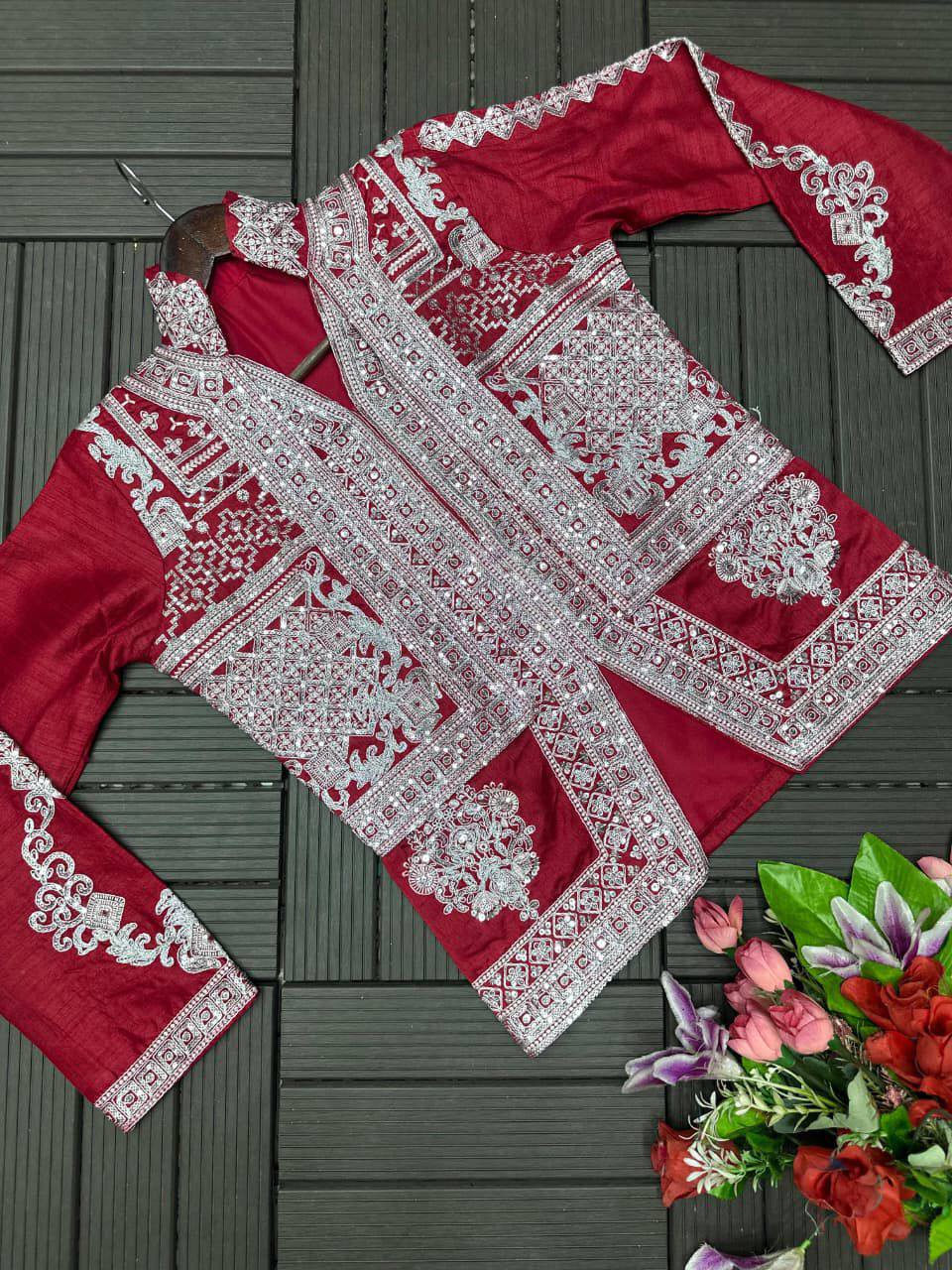 Trending Rangoli Saree with Embroidery Sequins Work & Banglori Jacket