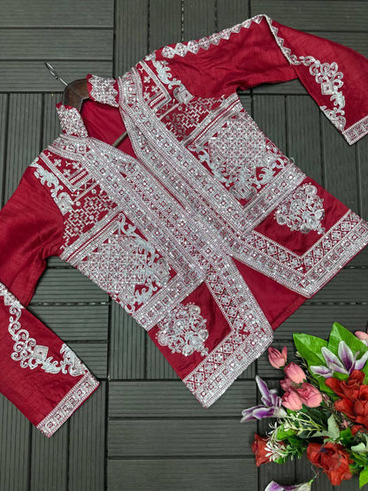 Trending Rangoli Saree with Embroidery Sequins Work & Banglori Jacket
