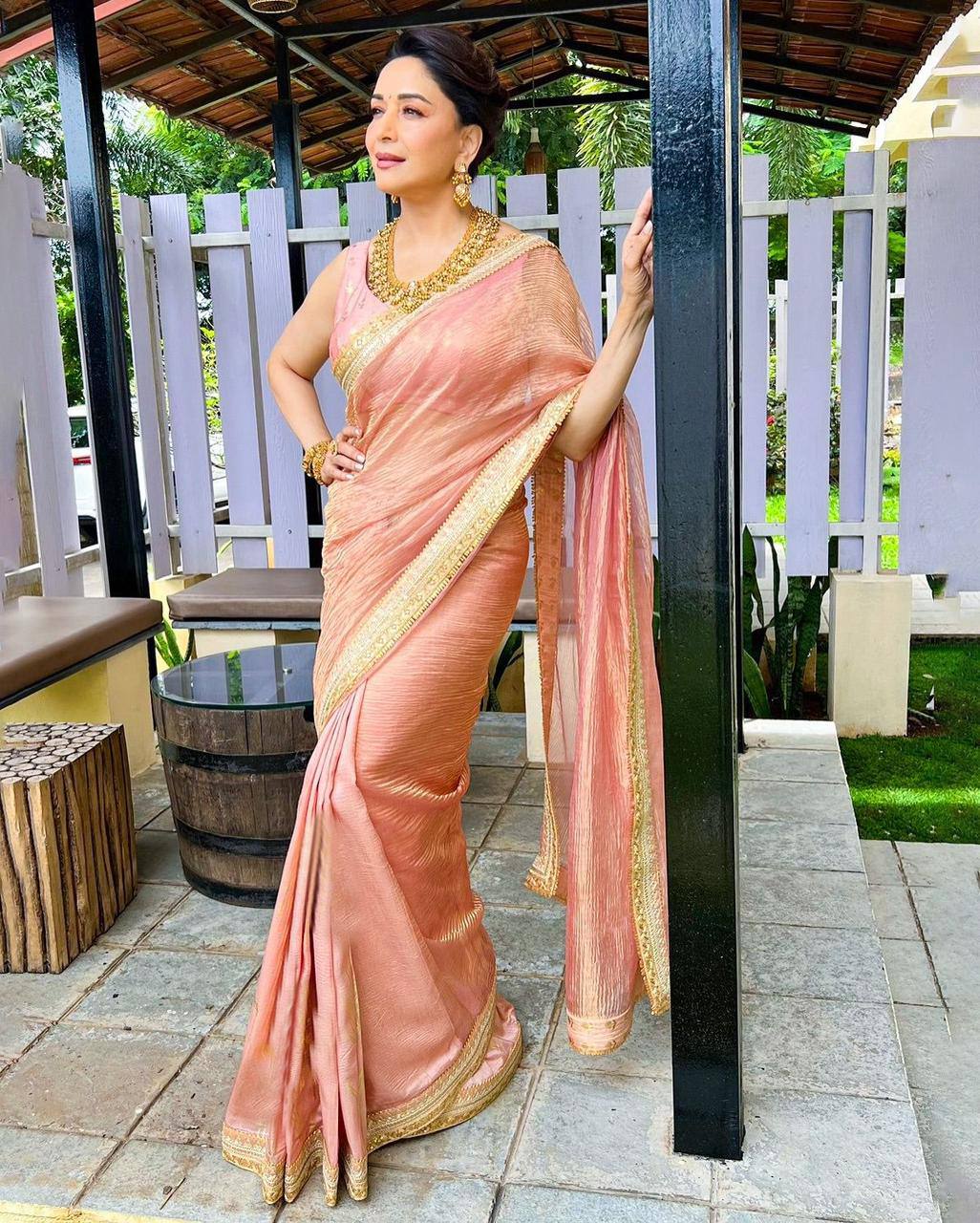 Bollywood Style Banarasi Crush Twill Saree – Sequins & Dori Embroidery Work