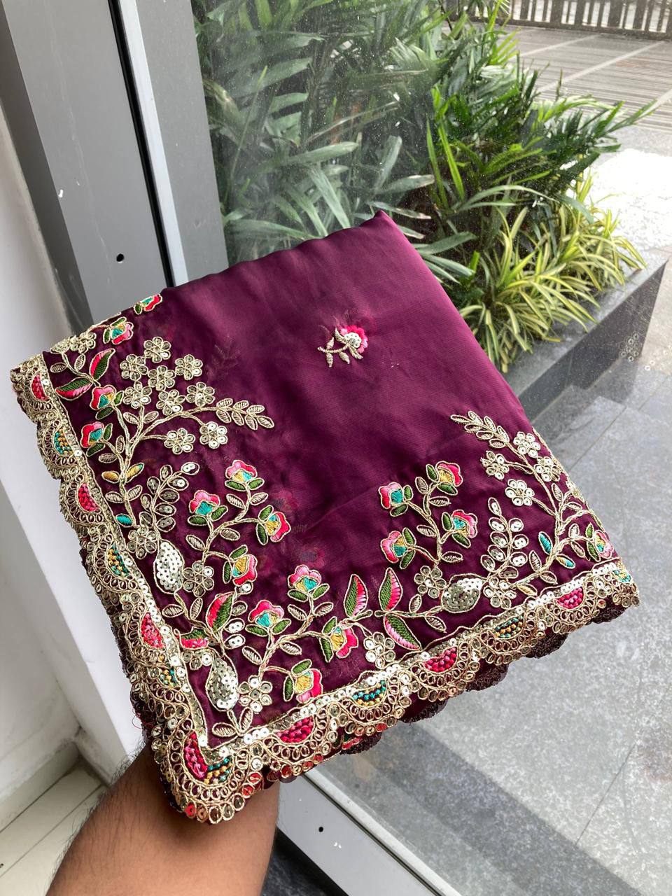 Party Wear Black Rangoli Silk Saree – Embroidery Sequins Work
