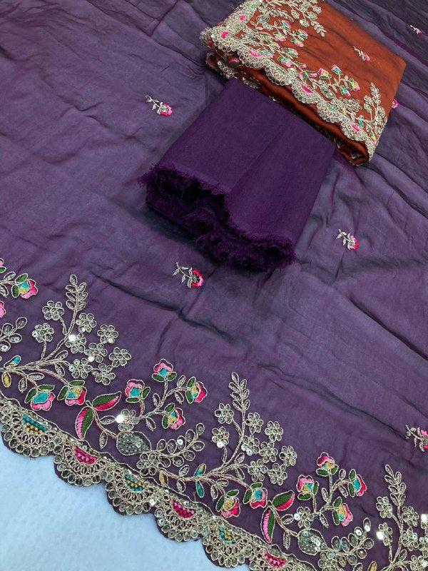 Party Wear Black Rangoli Silk Saree – Embroidery Sequins Work