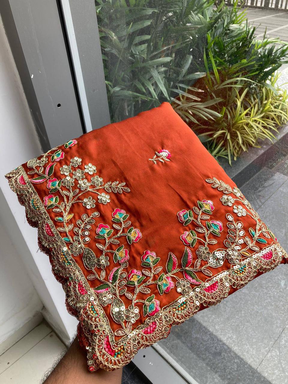 Party Wear Black Rangoli Silk Saree – Embroidery Sequins Work