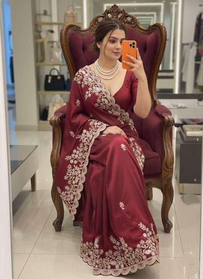 Party Wear Black Rangoli Silk Saree – Embroidery Sequins Work