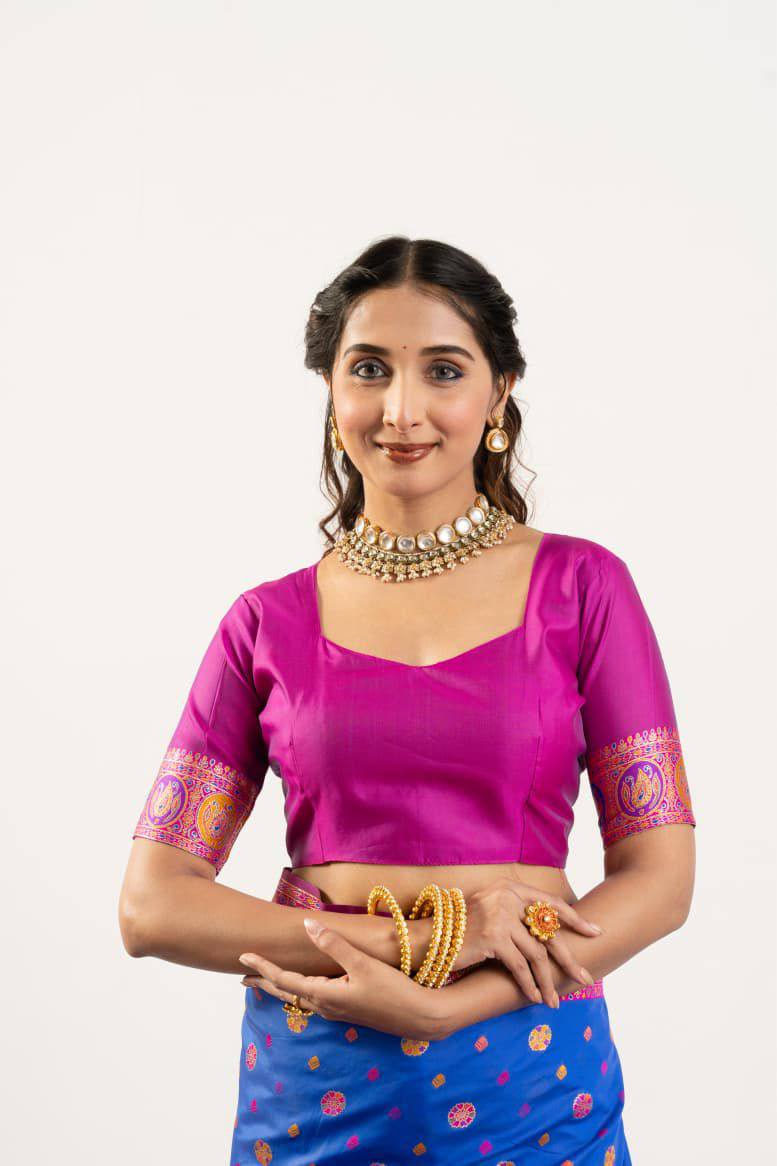 Banarasi Pashmina Soft Silk Saree – Barrat Weaving Pallu & Meena Traditional Border