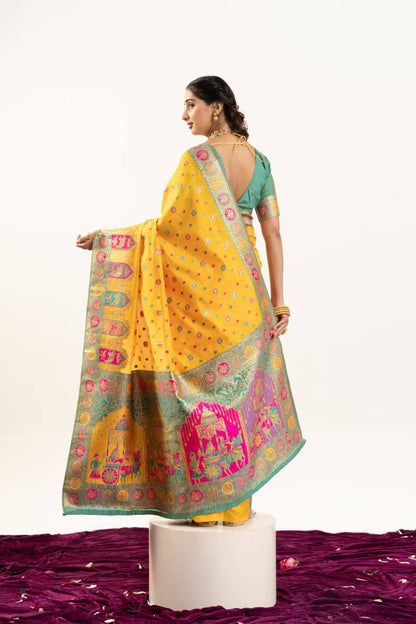 Banarasi Pashmina Soft Silk Saree – Barrat Weaving Pallu & Meena Traditional Border