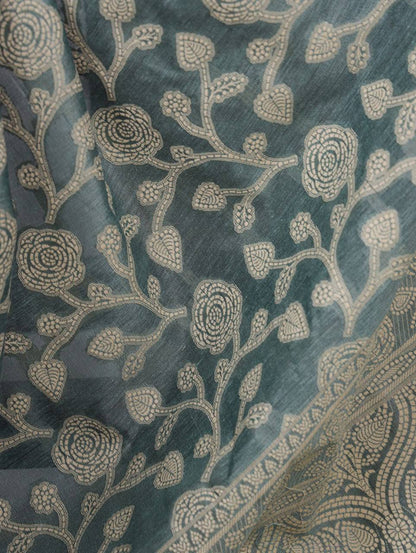 Cotton Silk Saree – Organic Flower Print with Matching Blouse
