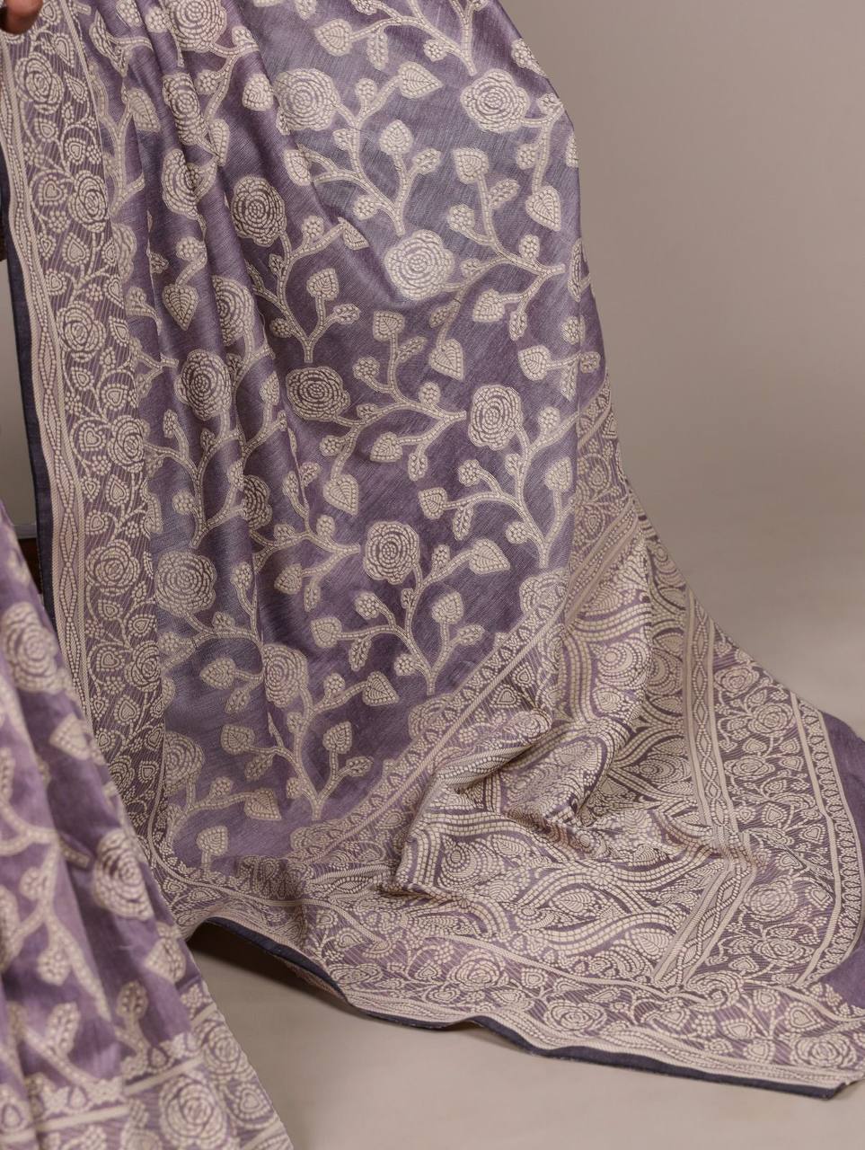Cotton Silk Saree – Organic Flower Print with Matching Blouse