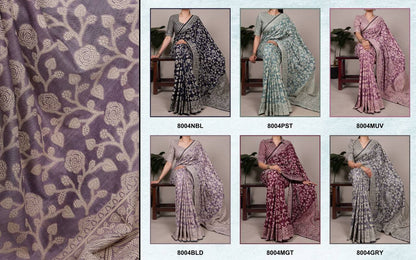 Cotton Silk Saree – Organic Flower Print with Matching Blouse