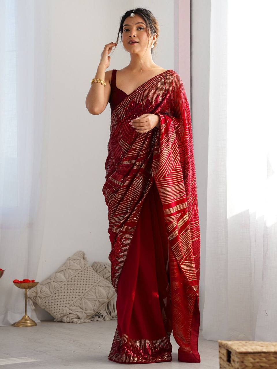 Georgette Sequins Saree – Embroidery Sequins Work
