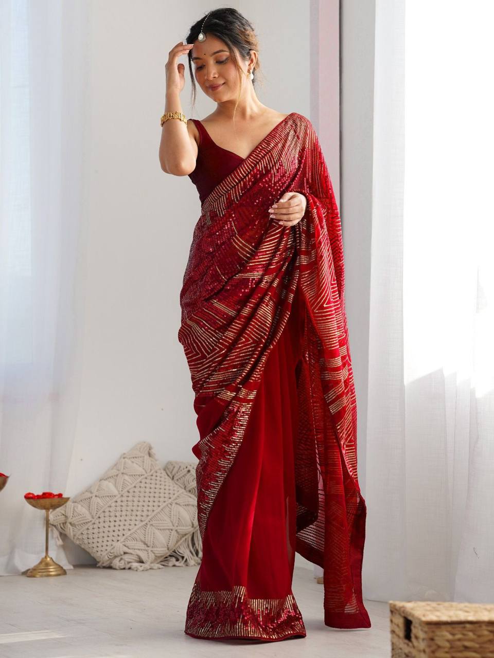 Georgette Sequins Saree – Embroidery Sequins Work