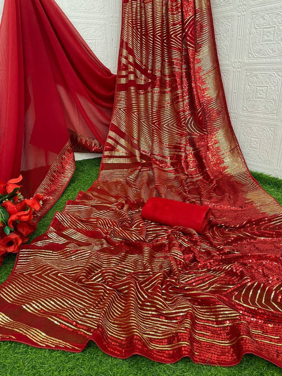 Georgette Sequins Saree – Embroidery Sequins Work