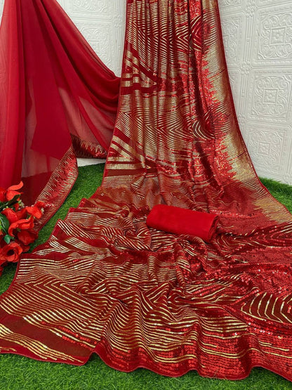 Georgette Sequins Saree – Embroidery Sequins Work