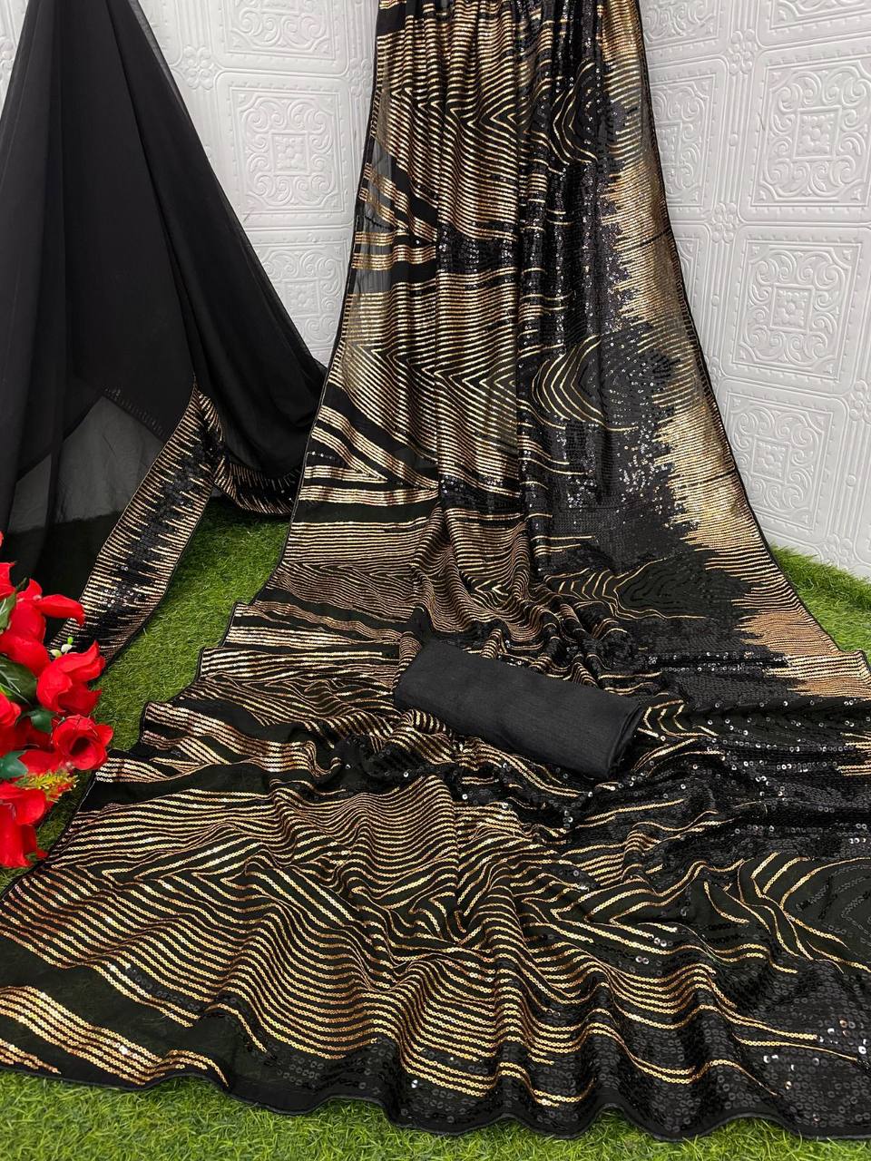 Georgette Sequins Saree – Embroidery Sequins Work