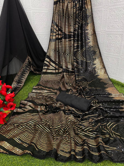 Georgette Sequins Saree – Embroidery Sequins Work