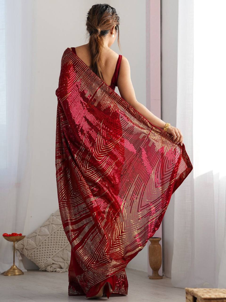 Georgette Sequins Saree – Embroidery Sequins Work
