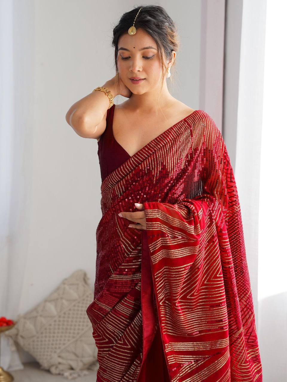 Georgette Sequins Saree – Embroidery Sequins Work