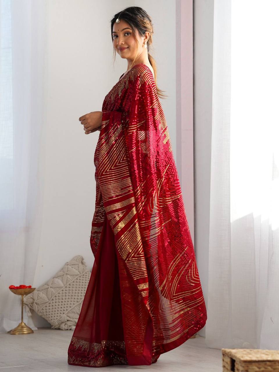Georgette Sequins Saree – Embroidery Sequins Work