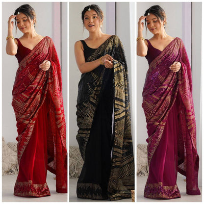 Georgette Sequins Saree – Embroidery Sequins Work