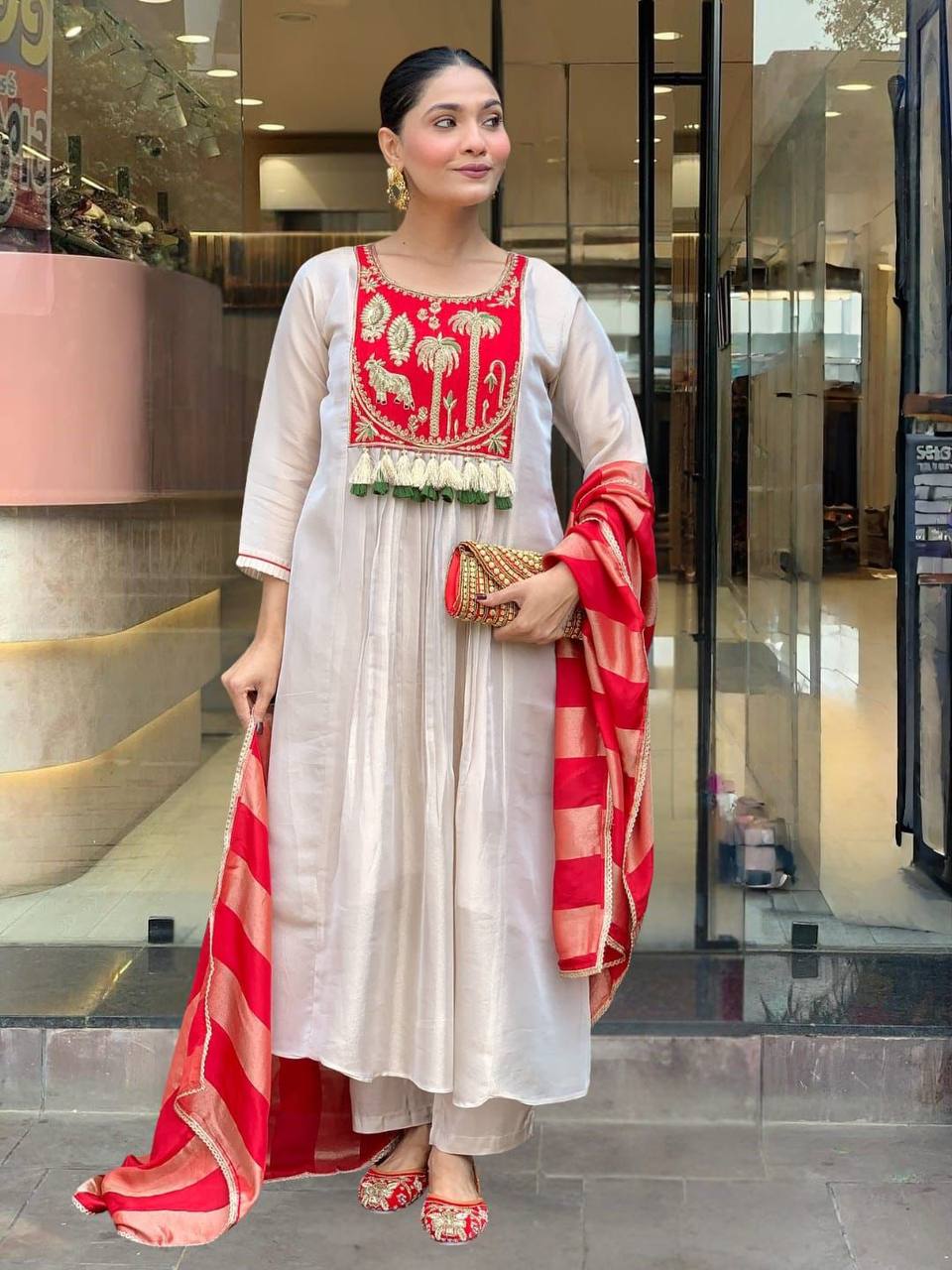 Heavy Viscose Silk Embroidered Kurta Set – Sequins Coding Work