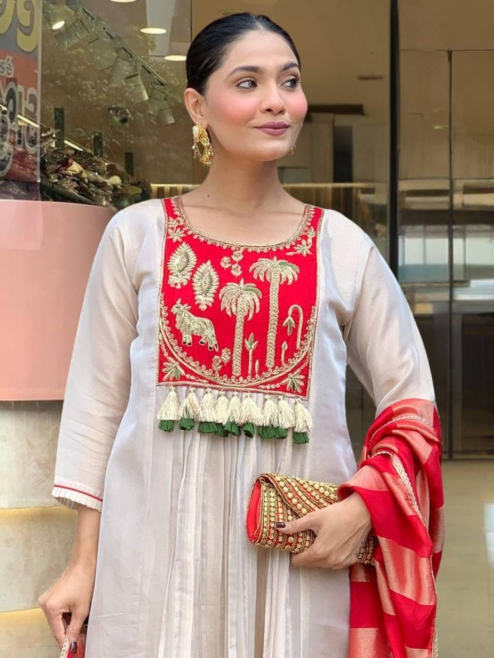 Heavy Viscose Silk Embroidered Kurta Set – Sequins Coding Work