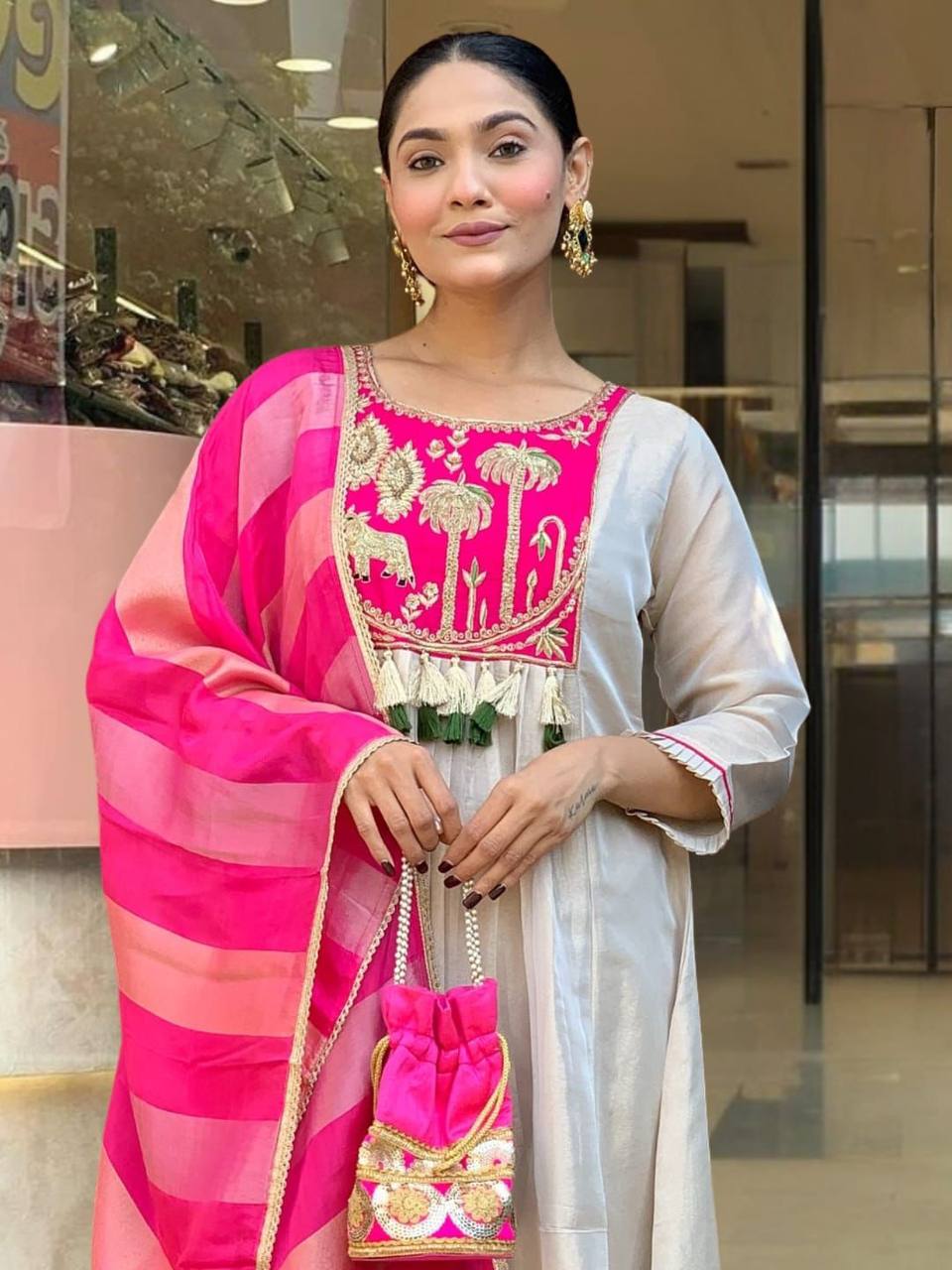 Heavy Viscose Silk Embroidered Kurta Set – Sequins Coding Work