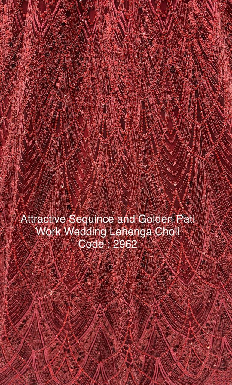 Net Wedding Lehenga Choli – Sequins, Golden Pati, Dori & Zircon Diamond Work