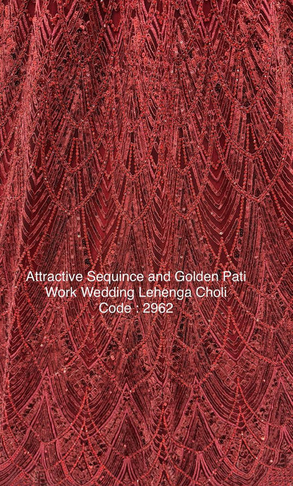 Net Wedding Lehenga Choli – Sequins, Golden Pati, Dori & Zircon Diamond Work