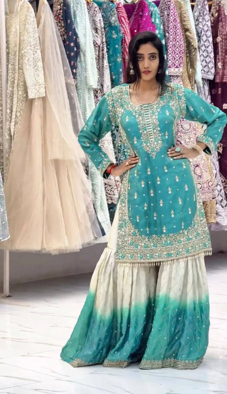 Premium GMY Silk Top‑Bottom & Dupatta Set – Heavy Embroidery