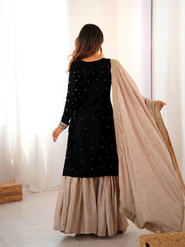 Premium Chinon Silk Sharara Set – Embroidery