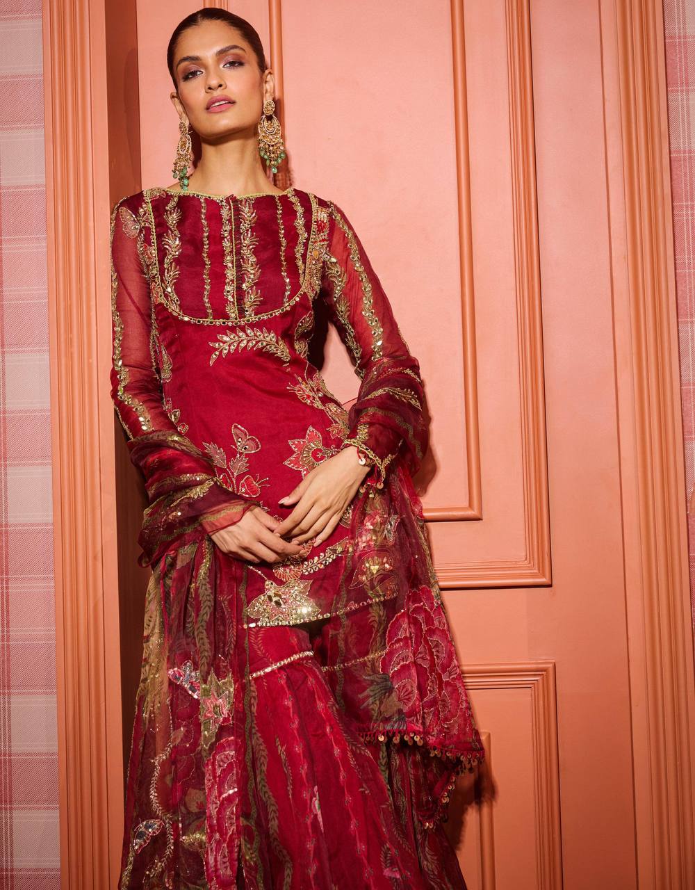 Exclusive Soft Organza Short Kurti with Sharara & Dupatta