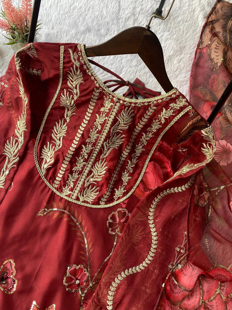 Exclusive Soft Organza Short Kurti with Sharara & Dupatta